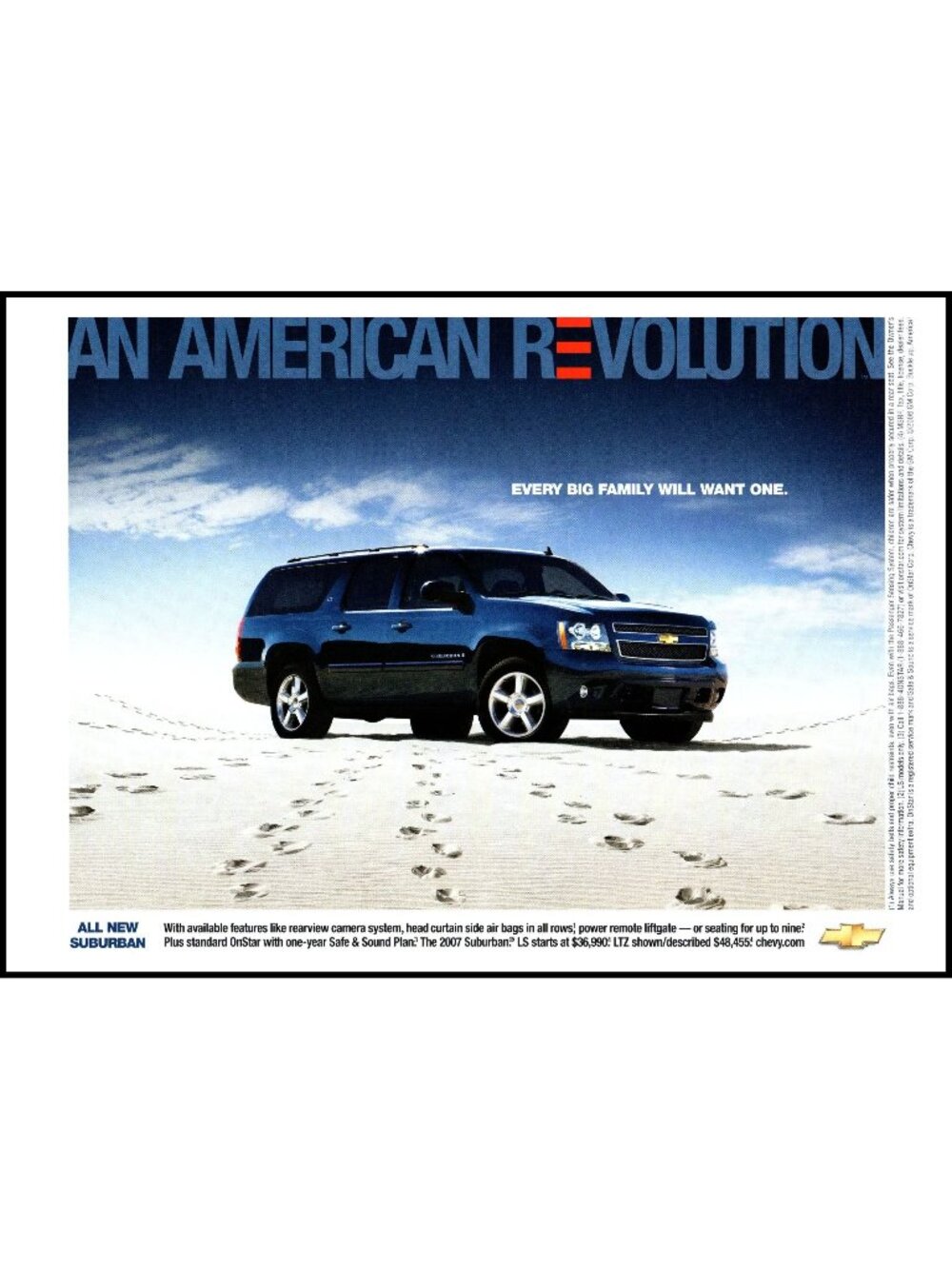 2006 Chevy Suburban Full Size SUV Vintage Print Ad Beach Sand Dunes Wall Art